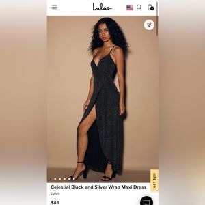 NWT Lulu’s black sparkle wrap around dress